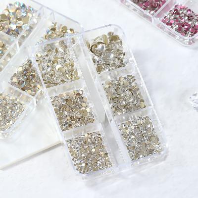 China Nail Art Rhinestone Decoration 6 Grids Boxed Colorful Shiny Rhinestone Rhinestone Flat Bottom Shiny Rhinestone for sale