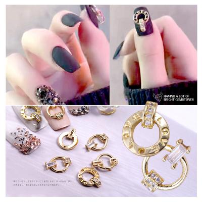 China Luxury Nail Art Alloy Decoration Luxury Gold Metal Buckle Rhinestone Zircon Alloy Jewelry for sale