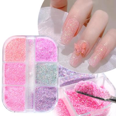 China Easy Apply Nail Glitter Powder 6 Grids Sugar Powder Nail Powder For DIY Nail Design for sale