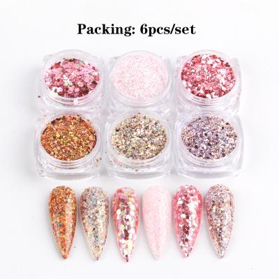 China Easy Apply Hot Sale Nail Art Accessories Rose Pink Nail Glitter Irregular Sequins for sale