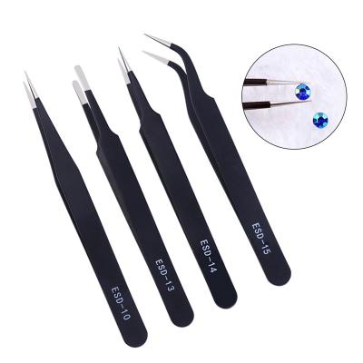 China Nail Art Tools Multifunctional Stainless Steel Black Multifunctional Nail Tweezers for sale