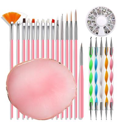 China Easy Apply Hot Sale 15 Pcs Nail Brush Pens Drill Pens Nail Tool Kit With Resin Palette for sale