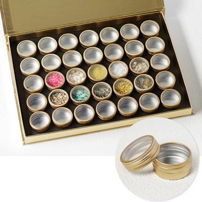 China Nail Art Accessories Storage Box 35 Grids Gold Convenient Silver Aluminum Portable Storage Box for sale