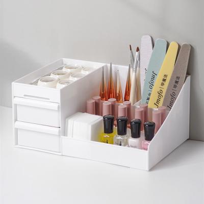 China Nail Art Desktop Packing Box Plastic Multifunctional Multifunctional Nail Art Tool Cosmetic Storage Box for sale