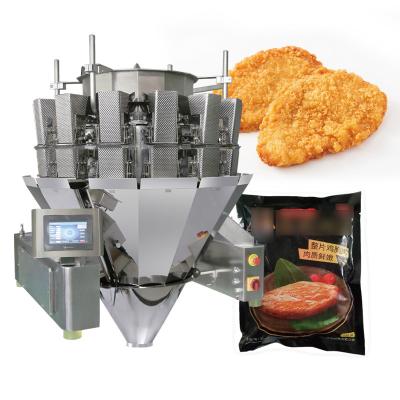 China Personalización Máquina de embalaje de pesas multicabeza de carne triturada inteligente Máquina de embalaje de relleno de carne cortada en venta