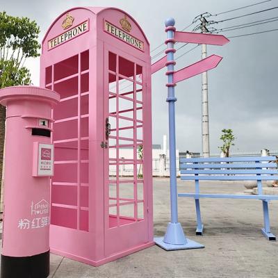 China Beautiful modern interior British style London pink telephone booth for wedding decoration for sale