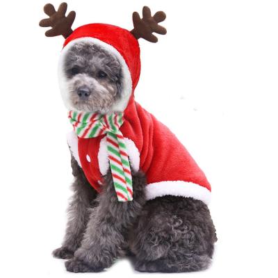 China Stocked Wholesale Holiday Winter Hoodie Coat Santa Costume Christmas Dogs Cloth Pet Clothes for sale