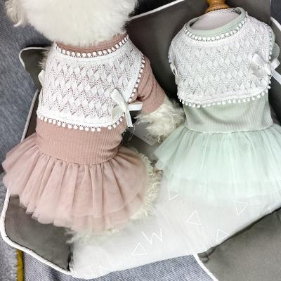 China Lovely Dog Princess Dress Spring And Summer Pomeranian Dog Viable Slim Lace Skirt for sale