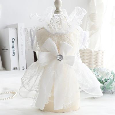 China Viable Unique Design Summer Dog Cat Thin Princess Dress Charm Lace Wedding Dress for sale