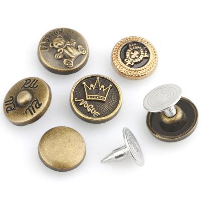 China Nickel Free Custom Engraved Logo Metal Zinc Alloy Decorative End-End Nickel Free Plating Rivet for sale