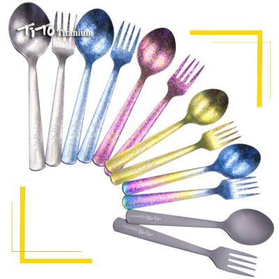 China TITO Titanium Light Weight Titanium Spoon for spork home use handlebar titanium alloy outdoor camping titanium fork for sale