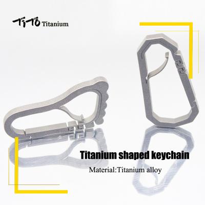 China TITO EDC Chinese Antique Style Main Holder Titanium Foot Shaped Hook Carabiner Keyhook Keychain Main Hooks Hanging Loop Circular Key Ring for sale