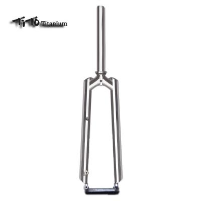 China Titanium Mountain Bikes TITO Gr 9 MTB Alloy Front Fork Square Shoulder PM/IS/V Bicycle Brake Straight Leg Tube Suitable For Mountain Bike for sale