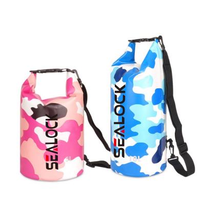 China OEM Outdoor Camping Mountaineering Hiking Camouflage Waterproof PVC Ocan Pack Dry Bag Bag With Shoulder Straps for sale