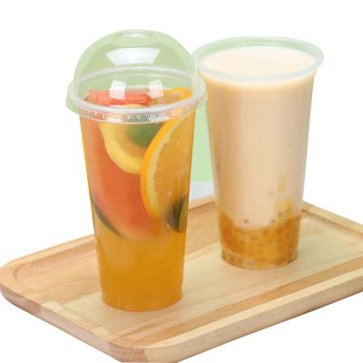 China Sustainable Custom Printed Beverage Beverage Juice Bubble Tea Milk Tea Takeway Togo Clear White Disposable Plastic Food for sale