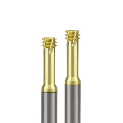 China Solid Carbide Threading End Mill Metric Champagne Kleur Drie Tanden Voor Titaniumlegering Te koop