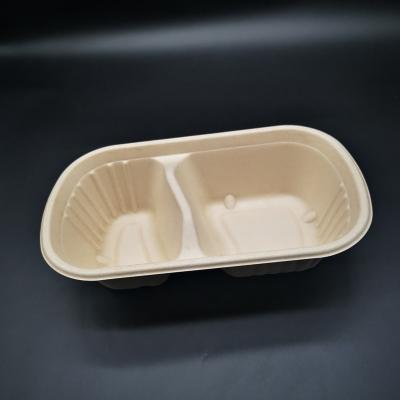 China Waterproof 2-Compartment Bagasse Deep To Go Container Packing Box for sale