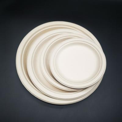 China Waterproof Eco Friendly Disposable Sugarcane Bagasse Round Tray For Parties Weddings for sale