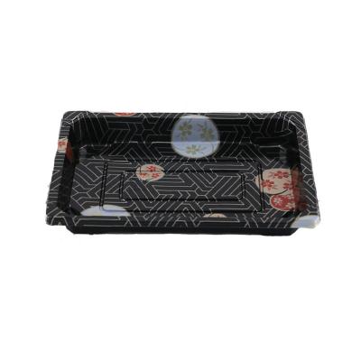 China Food Grade PS PET Sushi Packing Box Take Out Sushi Tray With Sakura Printing for sale