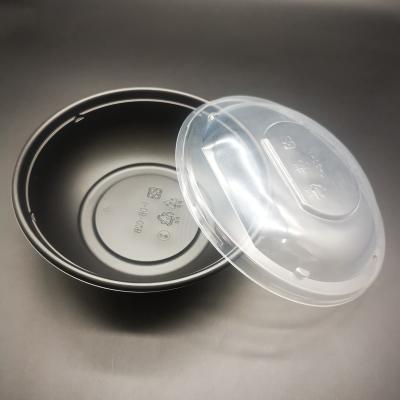 China Hot Selling Disposable Bento Box Noodle Container Airtight Black Round for sale