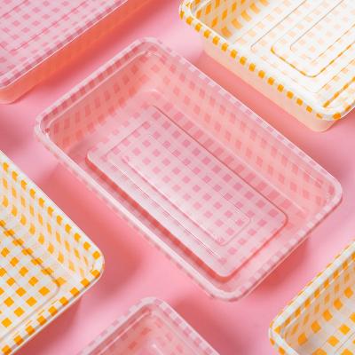 China OEM ODM Disposable Rose and Yellow Rectangular Square Disposable Dessert Container for sale