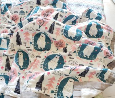 China Verzet douane Gedrukt Natuurlijk Gauze Baby Fabric zich 180GSM tegen Ultraviolette Stralen Te koop