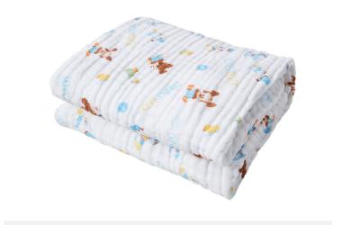 China Omfloers dik Gedrukt Gauze Fabric 175X135 Zes Lagen Organische Katoenen Gauze Blanket Te koop