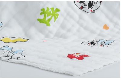 China Combing Cotton Custom Printed Gauze Fabric 170gsm Kids Swaddle Bath Towel for sale