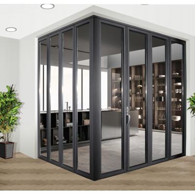 China waterproof & Healthy Insulation& energy saving customized bifold / bi folding soundproof aluminum glass door for sale