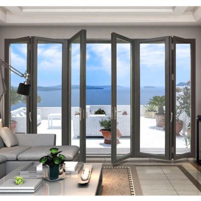 China Heat insulation& water-proof& WANJIA soundproof aluminum glass folding door bifold price for sale