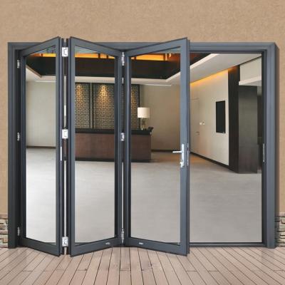 China heat & Healthy Insulation& weather proof aluminum tempered glass folding door grill energy saving design for sale