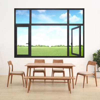 China Folding Screen WANJIA Pictures Aluminum Glass Casement Window And Door for sale