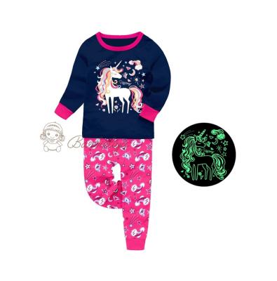 China Princess Unicorn Girl Pajamas Cartoon Nightgowns Children Sleepwear Breathable Glow In The Dark Kids Pajamas for sale