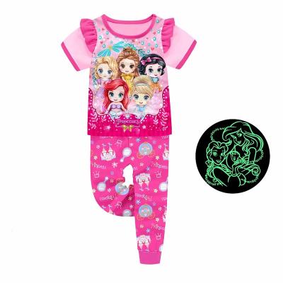 China Beautiful Breathable Barbieliya Girl's Princess Sleepwear Pink Glow in the Dark Girls Pajamas for sale