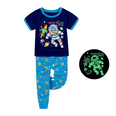 China Cute 100% Cotton Barbieliya Airspace Short Sleeves Design Kids Pajamas Glow In The Dark for sale