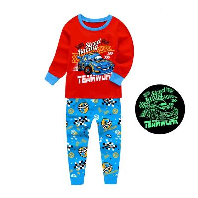 China 100% Cotton Barbieliya Race Car Design Kids Pajamas Glow In The Dark for sale