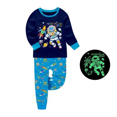 China 100% Cotton Barbieliya Boy Outer Space Design Kids New Pajamas Glow In The Dark for sale