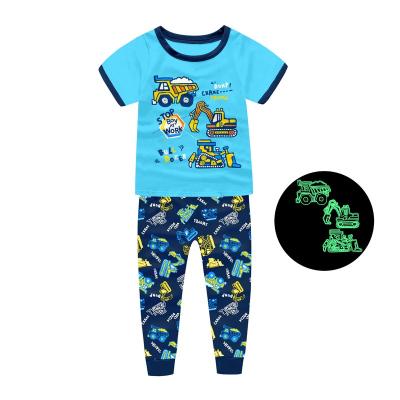 China Breathable Kids Sleepwear Glow In The Dark Short Sleeves Wholesale Price Girl Pajamas for sale