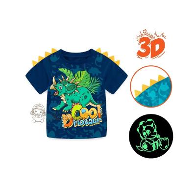 China Glow In The Dark 3D Boy Dinosaur T-Shirt Glow In The Dark Tracksuit for sale