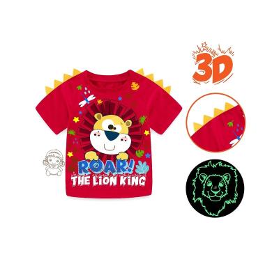 China Glow in the Dark Barbieliya Boy 3D Dinosaur Animal Glow in the Dark T-shart Outwear for sale