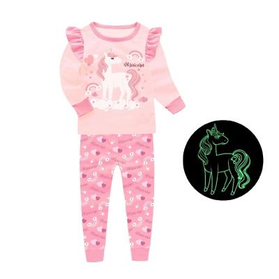 China Custom Cartoon Pajamas OEM Girl Long Sleeves 2 Piece Nightgowns Kids Pajamas Sleepwear for sale