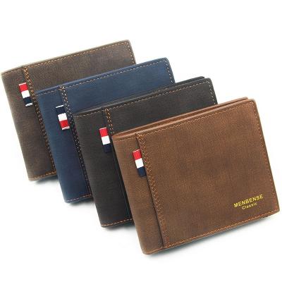 China No Stylish PU Leather Men Short Clips Male Wallet Simple Casual Men's Small Wallet Leather Clutch for sale