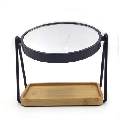 China Minimalist Vanity Mirror with Tray - Table Top Mirror with Metal Stand and Storage for Makeup Table Desk for sale