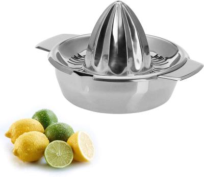 China Handheld Stainless Steel Lemon Squeezer Citrus Squeezer Juice Squeezing Tool Orange with Bowl Storage Container for sale