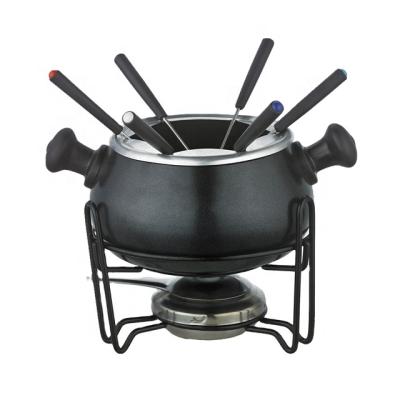 China Sustainable stainless steel fondue set pot forks and removable pot perfect for chocolate caramel cheese sauces for sale