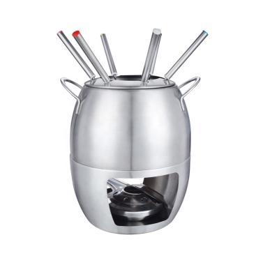 China Sustainable Stainless Steel Fondue Set Pot Forks For Chocolate Toffee Cheese BBQ Sauces for sale