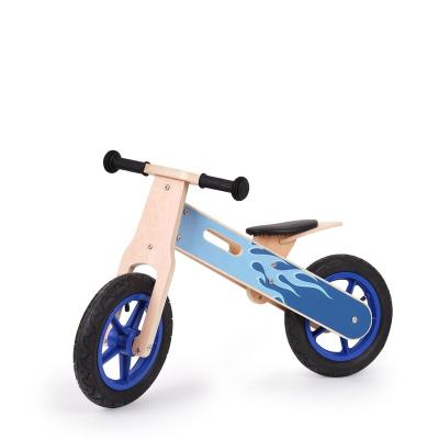 China Ride Toys Quality Air Tire Wooden Balance Bike For Kids Wood Walking Running No Pedals Bike Blue Fire Kids For Outdoor Play for sale