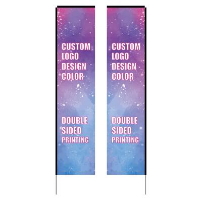 China Customized Aluminum Rectangular Flags FLYING with Pole and Ground Spike Double Sided Advertising Banner for sale