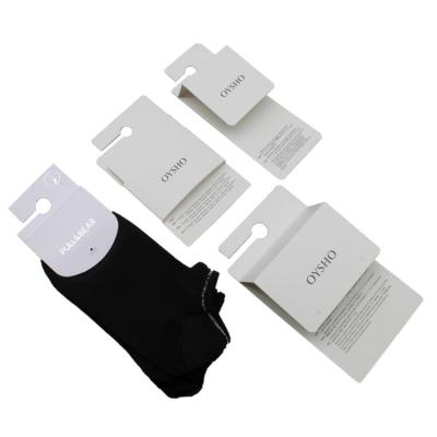 China Eco-friendly Recycled Print Embossed Foiled Foiled Hanger Folded Label Custom Underwear Cardboard Sock Packaging Tag for sale