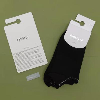 China Eco Friendly Sustainable Custom Aluminum Foil Printed Brand Logo Sock Hang Tag For Sock Hanger for sale